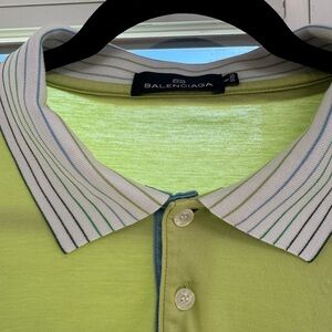 Balenciaga vibrant green  Polo with Striped Contrast Collar